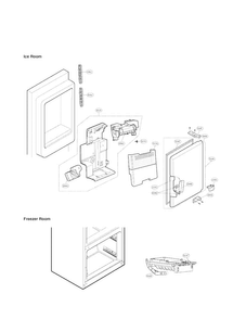 Ice Maker And Ice Bin Parts Diagram and Parts List for LFX28979SB 01 LG Refrigerator