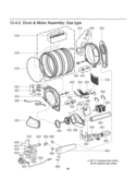 Drum & Motor Assembly Diagram and Parts List for DLGX8388NM  LG Dryer