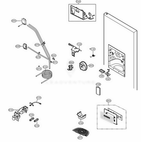 Ice And Water Parts Diagram and Parts List for 51089 AWBCSE0 LG Refrigerator