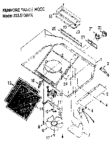 Range Hood Diagram and Parts List for 2335108910  Kenmore Range Hood