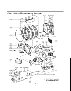 Drum And Motor Assembly Diagram and Parts List for RN13A3ASD ABWESEU LG Dryer