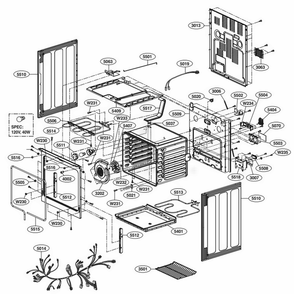 Cavity Parts Diagram and Parts List for LRE30453SW FWHLLGA LG Range