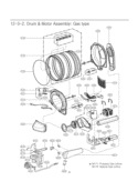 Drum & Motor Assembly Diagram and Parts List for DLG5966G APGEEUS LG Dryer
