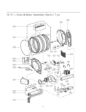 Drum & Motor Assembly Diagram and Parts List for DLE5955W ABWEEUS LG Dryer