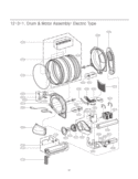 Drum & Motor Assembly Diagram and Parts List for DLE5955G APGEEUS LG Dryer