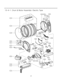 Drum & Motor Assembly Diagram and Parts List for DLEX3001W ABWEEUS LG Dryer