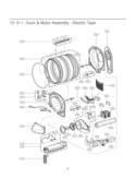 Drum & Motor Assembly Diagram and Parts List for DLE6942W  LG Dryer