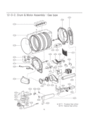 Drum & Motor Assembly Diagram and Parts List for DLG0452W  LG Dryer