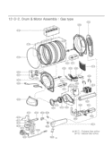 Drum & Motor Assembly Diagram and Parts List for DL  LG Dryer