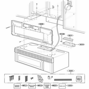 Installation Parts Diagram and Parts List for 80412 CWHESEA LG Range