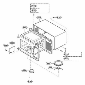 Oven Cavity Parts Diagram and Parts List for 62464 CB6ESEA LG Wall Oven