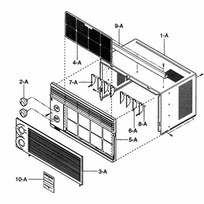 Cabinet/front Grille Diagram and Parts List for 58074053300  Kenmore Air Conditioner