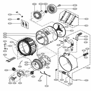 Drum And Tub Assembly Diagram and Parts List for GCWP1069CD3 ASSEELC LG Washer