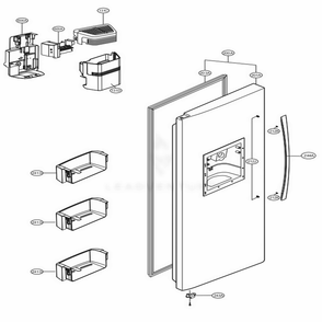 Freezer Door Part Diagram and Parts List for 51379 AWB2SER LG Refrigerator