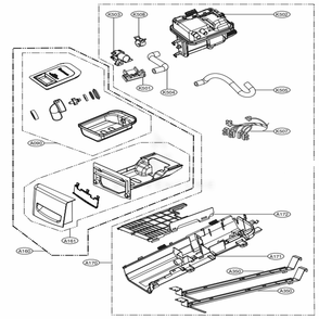 Panel Drawer Assembly And Guide Assembly Diagram and Parts List for DLHX4072W ABWEEUS LG Dryer