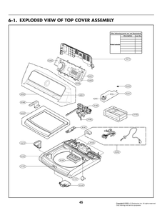 Top Cover Assembly Diagram and Parts List for T17A1EFHU5 ASSEUCI LG Washer