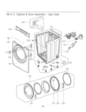 Cabinet & Door Assembly  Gas Type Diagram and Parts List for CDG3389WN  LG Dryer