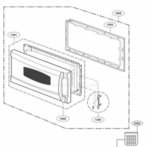 Door Parts Diagram and Parts List for JVM1490WH AWHEGEU LG Range