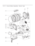 Drum & Motor Assembly Diagram and Parts List for DLE0442W DLE0442W /01 LG Dryer