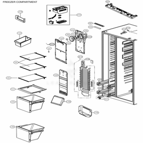 Freezer Compartment Diagram and Parts List for LRSPS2706V APZCNA1 LG Refrigerator