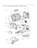 Drum & Motor Assembly Diagram and Parts List for DLE0332W  LG Dryer