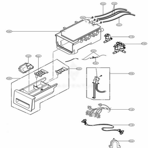 Dispenser Assembly Diagram and Parts List for 41393 ASTEVEU LG Washer