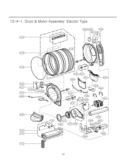 Drum & Motor Assembly Diagram and Parts List for DLEX2801L ARBEEUS LG Dryer
