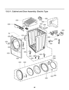 Cabinet And Door Assembly: Electric Type Diagram and Parts List for DLEX4200W 00 LG Dryer