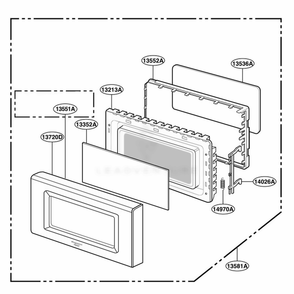 Door Parts Diagram and Parts List for GLMB186CS AWHEGEF LG Wall Oven