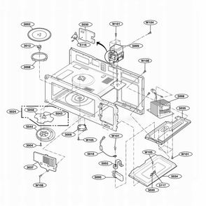 Interior Parts 1 Diagram and Parts List for JVM1542BF AB1EGEU LG Wall Oven