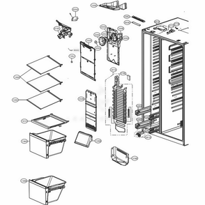 Freezer Compartment Diagram and Parts List for LSXS26396S ASTCNA3 LG Refrigerator