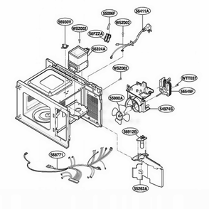 Interior Parts Diagram and Parts List for UMC1061AAW KWHEMAC LG Wall Oven