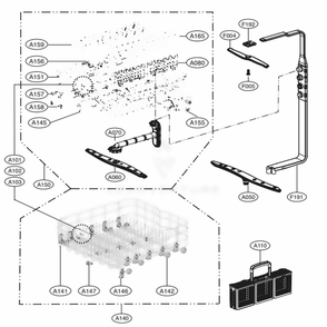 Rack Assembly Diagram and Parts List for LSDF9969BD ABDEEUS LG Dishwasher