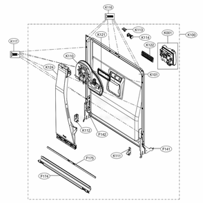 Door Liner Assembly Diagram and Parts List for LUDP8997SN ASTEEUS LG Dishwasher