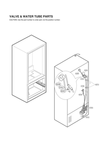 Valve And Water Tube Parts Diagram and Parts List for LFXS28596M 01 LG Refrigerator