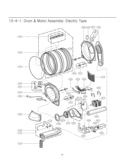 Drum & Motor Assembly Diagram and Parts List for DLEX2501V  LG Dryer