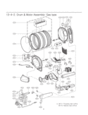 Drum & Motor Assembly Diagram and Parts List for DLGX2502V  LG Dryer
