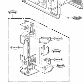 Latch Board Parts Diagram and Parts List for MA1103W MWEGSE LG Range
