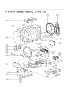 Drum And Motor Assembly Diagram and Parts List for DLE4970WE ABWEEUS LG Dryer