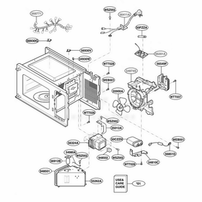 Interior Parts 2 Diagram and Parts List for JES1039WJ CWHEGEU LG Range