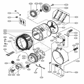 Drum And Tub Assembly Diagram and Parts List for GCWF1069QS1 ABWEELC LG Washer
