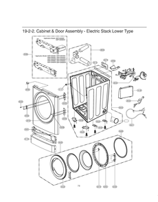Cabinet And Door Assembly Diagram and Parts List for RV1329CD4P ASSEECI LG Dryer