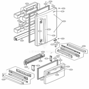 Door Parts Drawer Parts Diagram and Parts List for 75096 ATICSEF LG Refrigerator