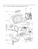 Drum and Motor Assembly Diagram and Parts List for DLE5001W ABWEEUS LG Dryer