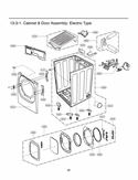 Cabinet & Door Assembly Diagram and Parts List for DLEX3885C AVGEEUS LG Dryer