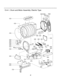 Drum and Motor Assembly Diagram and Parts List for DLEX5101W  LG Dryer