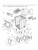 Cabinet & Door Assembly Diagram and Parts List for DLEX3875W ABWEEUS LG Dryer