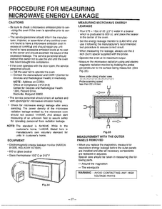 Measuring Microwave Leakage Diagram and Parts List for MA-1554M  LG Microwave