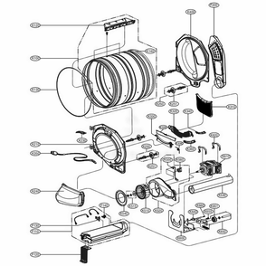 Drum And Motor Assembly Electric Type Diagram and Parts List for GD1329CES ABWEELC LG Washer