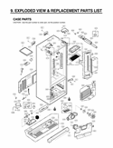 EXPLODED VIEW & REPLACEMENT PARTS LIST CASE PARTS Diagram and Parts List for LFX25975SB AWB3LGA LG Refrigerator